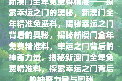 新澳精准资料网站探索，揭秘幸运之门背后的精准秘籍—静态版7.983